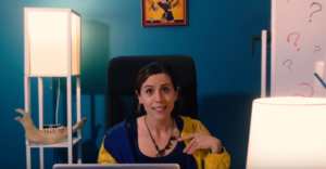 Shot of Abby Trott in the "Save the Dinosaurs" parody video by Hyper RPG.