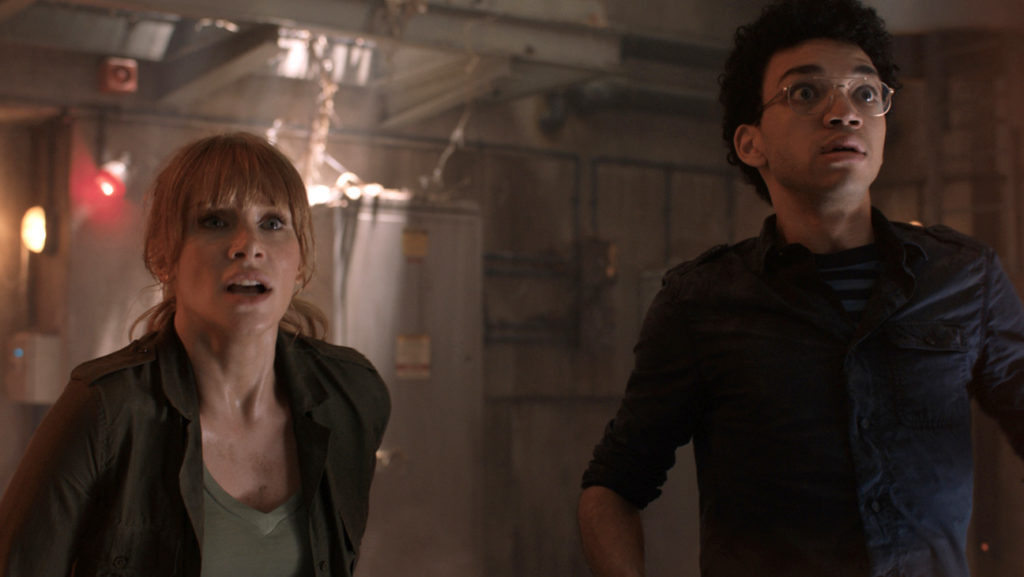 Still of Bryce Dallas Howard and Justice Smith in Jurassic World: Fallen Kingdom, 2018